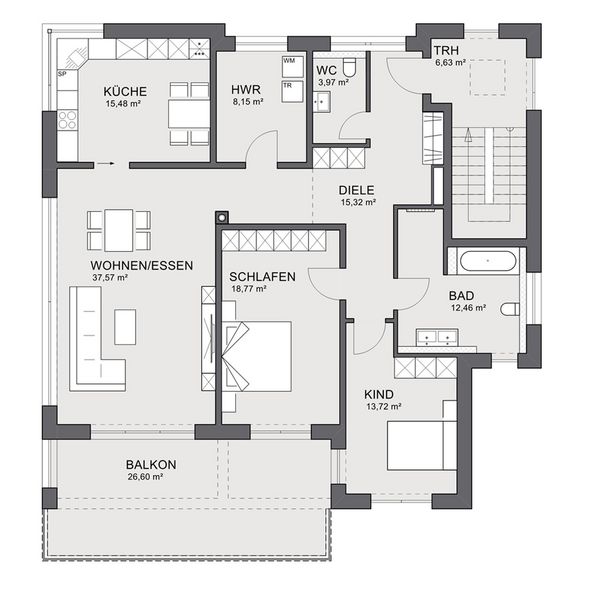 Massivhaus Wismar - Stadtvilla Wismar Flachdach mit 2 Wohneinheiten